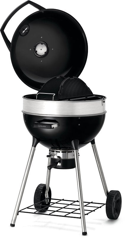 Napoleon Professional 22 PRO22K-LEG-3 Charcoal Kettle Grill, 360 sq-in Primary Cooking Surface, Black, Steel Body