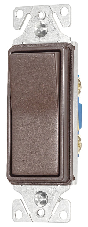 Eaton 7500 Series 7501RB-K-L Rocker Switch, 15 A, 120/277 V, SPST, Thermoplastic Housing Material, Oil-Rubbed Bronze