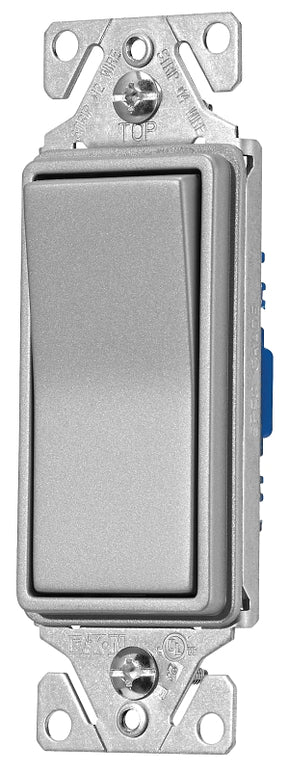 Eaton 7500 Series 7501SG-K-L Rocker Switch, 15 A, 120/277 V, SPST, Thermoplastic Housing Material, Silver Granite