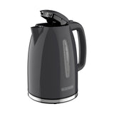 Black+Decker KE1555GY Rapid Boil Electric Kettle, 7 Cup, 1500 W, Gray, 8-1/2 in W, 9-1/2 in H, Automatic Shutoff Control
