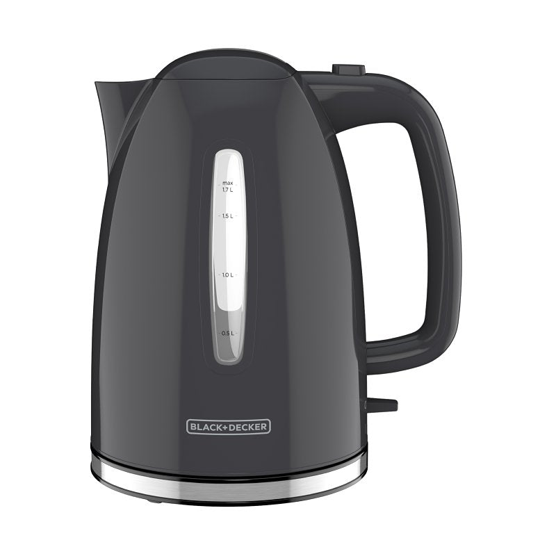 Black+Decker KE1555GY Rapid Boil Electric Kettle, 7 Cup, 1500 W, Gray, 8-1/2 in W, 9-1/2 in H, Automatic Shutoff Control