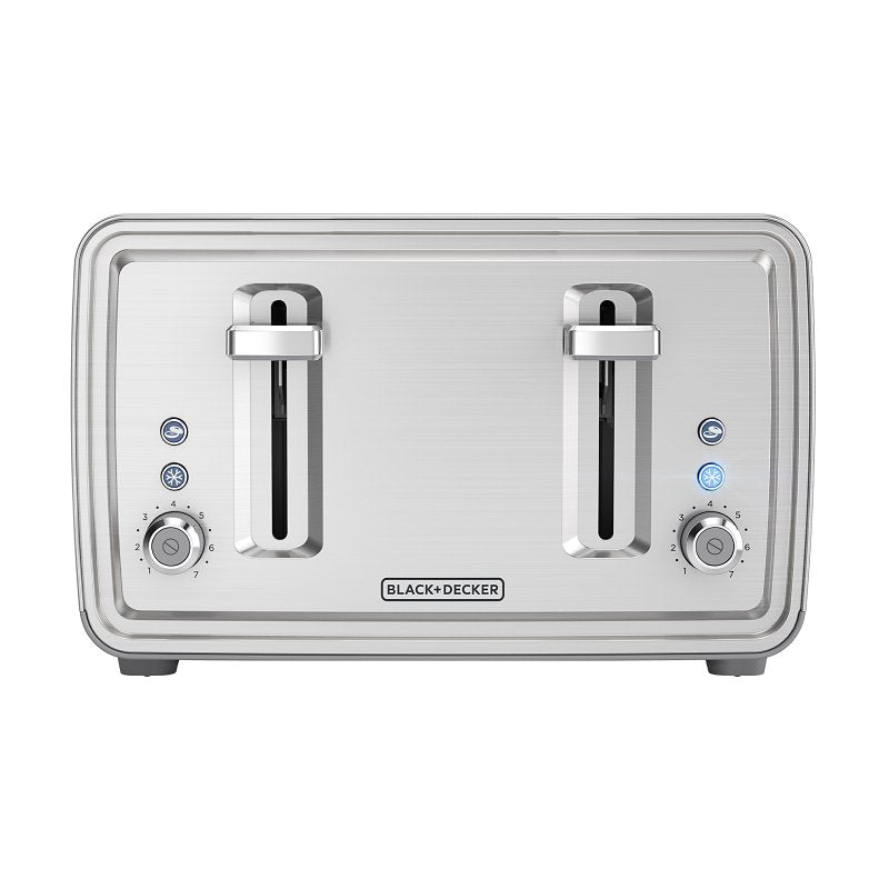 Black+Decker TR4900SSD Toaster, 1500 W, 4-Slice, 7, Stainless Steel, Silver