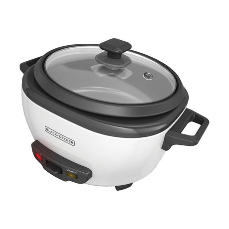 Black+Decker RC506 Rice Cooker, 6 Cups Capacity, 120 V, 300 W, 10 in L, White