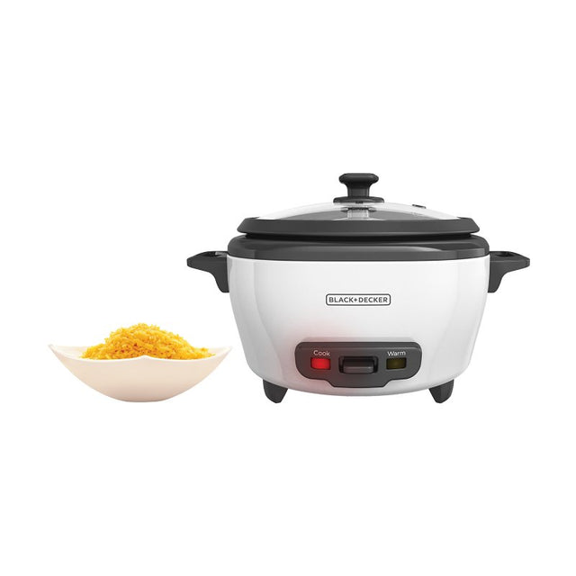 Black+Decker RC506 Rice Cooker, 6 Cups Capacity, 120 V, 300 W, 10 in L, White