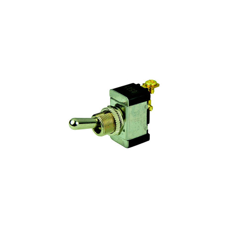 BEP 1002002 Chrome Plated Toggle Switch, Off-(On), SPST, #6-32 Screw Terminals