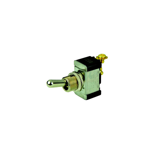 BEP 1002002 Chrome Plated Toggle Switch, Off-(On), SPST, #6-32 Screw Terminals