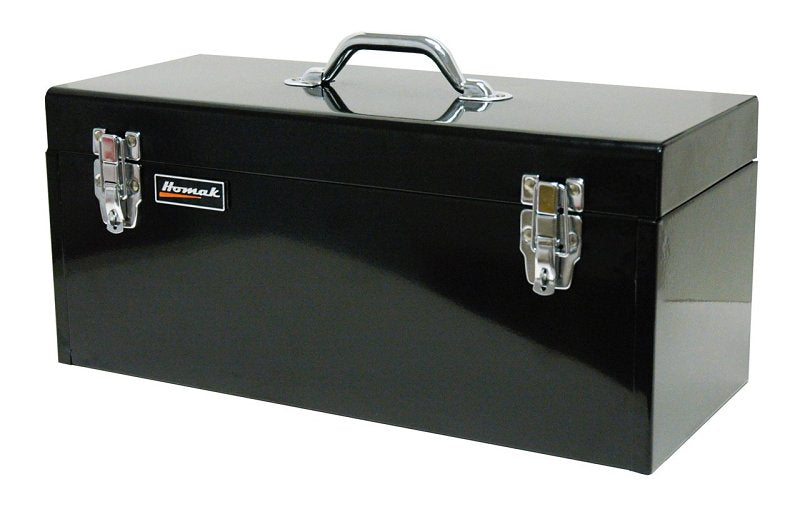 Homak BK00120920 Hand Carry Toolbox, Steel, Black, 8-1/2 x 20 x 9 in Outside