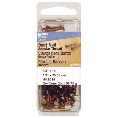 HILLMAN 3/4 in. Boat Bronze Steel Nail Flat Head 2 oz, Pack of 6