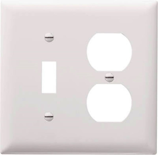Pass & Seymour TradeMaster TP Series TP18-W Combination Wallplate, 4-3/4 in L, 4.68 in W, Standard, 2-Gang, Nylon