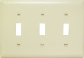 Pass & Seymour TradeMaster TP Series TP3-I Wallplate, 4-11/16 in L, 6.563 in W, 3-Gang, Nylon, Ivory, Matte