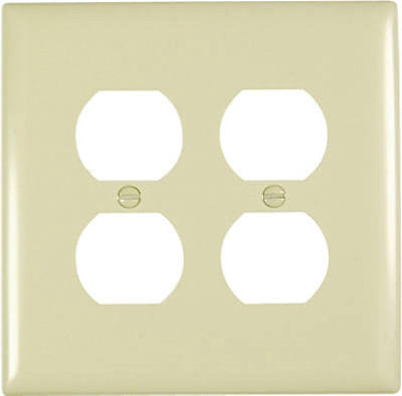 Pass & Seymour TradeMaster TPJ Series TPJ82ICC10 Outlet Wallplate, 5-1/16 in L, 5-1/8 in W, Jumbo, 2-Gang, Nylon, Ivory