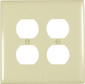Pass & Seymour TradeMaster TPJ Series TPJ82ICC10 Outlet Wallplate, 5-1/16 in L, 5-1/8 in W, Jumbo, 2-Gang, Nylon, Ivory