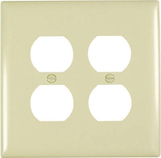 Pass & Seymour TradeMaster TPJ Series TPJ82ICC10 Outlet Wallplate, 5-1/16 in L, 5-1/8 in W, Jumbo, 2-Gang, Nylon, Ivory