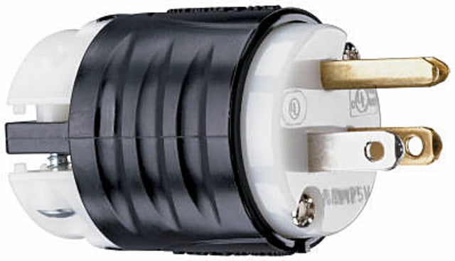 Legrand PS5266XCCV4 Electrical Plug, 2 -Pole, 15 A, 125 V, IP20, NEMA: NEMA 5-15P, Black/White