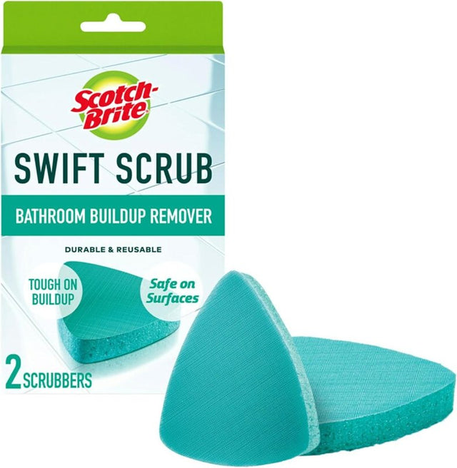 Scotch-Brite 835T Bathroom Buildup Remover, Foam Abrasive, 4.4 in L, 3.8 in W, Green