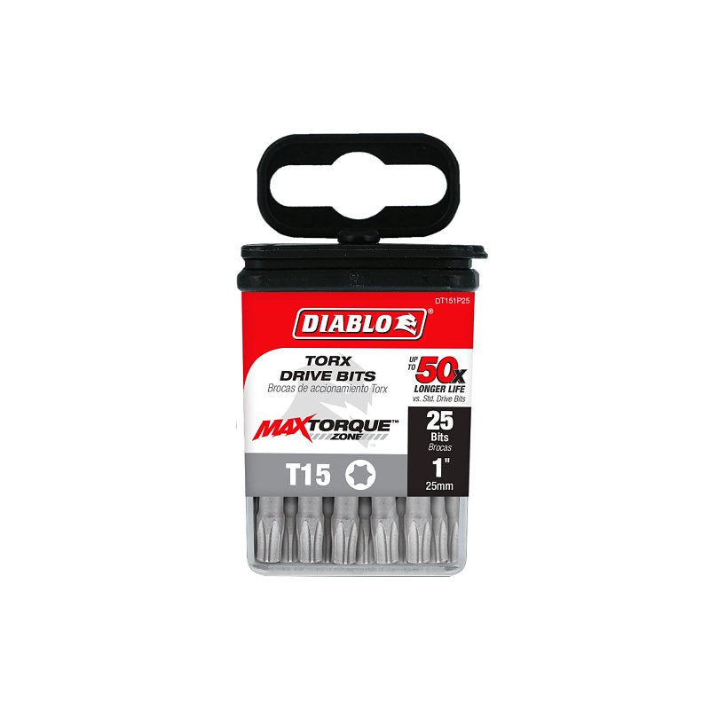 Diablo DT151P25 Drive Bit, #15 Drive, Torx Drive, 1/4 in Shank, Hex Shank, 1 in L