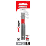 Diablo DT4035P2 Drive Bit, #30 Drive, Torx Drive, 1/4 in Shank, Hex Shank, 3-1/2 in L