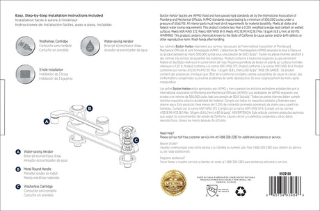 Boston Harbor OMETQO1235CP-LF Kitchen Faucet, 1.8 gpm, 3-Faucet Hole, Metal/Plastic, Chrome, Deck Mounting