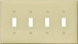 Eaton PJ4V Wallplate, 4-7/8 in L, 8.56 in W, 4-Gang, Polycarbonate, Ivory, High-Gloss