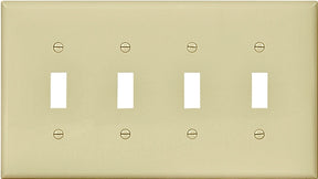 Eaton PJ4V Wallplate, 4-7/8 in L, 8.56 in W, 4-Gang, Polycarbonate, Ivory, High-Gloss