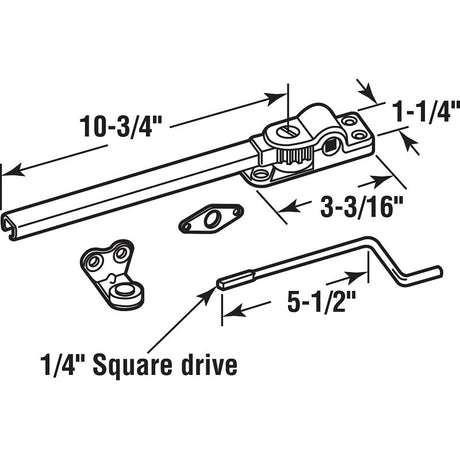 Prime-Line H 3528 Window Operator, Left/Right, Steel, Brass/Chrome