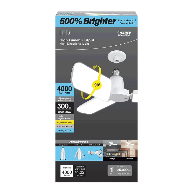 Feit Electric ADJ4000/3CCT/LED Multi-Directional LED Light, 4000 Lumens, 35 W, 300 W Equivalent, E26 Lamp Base, White