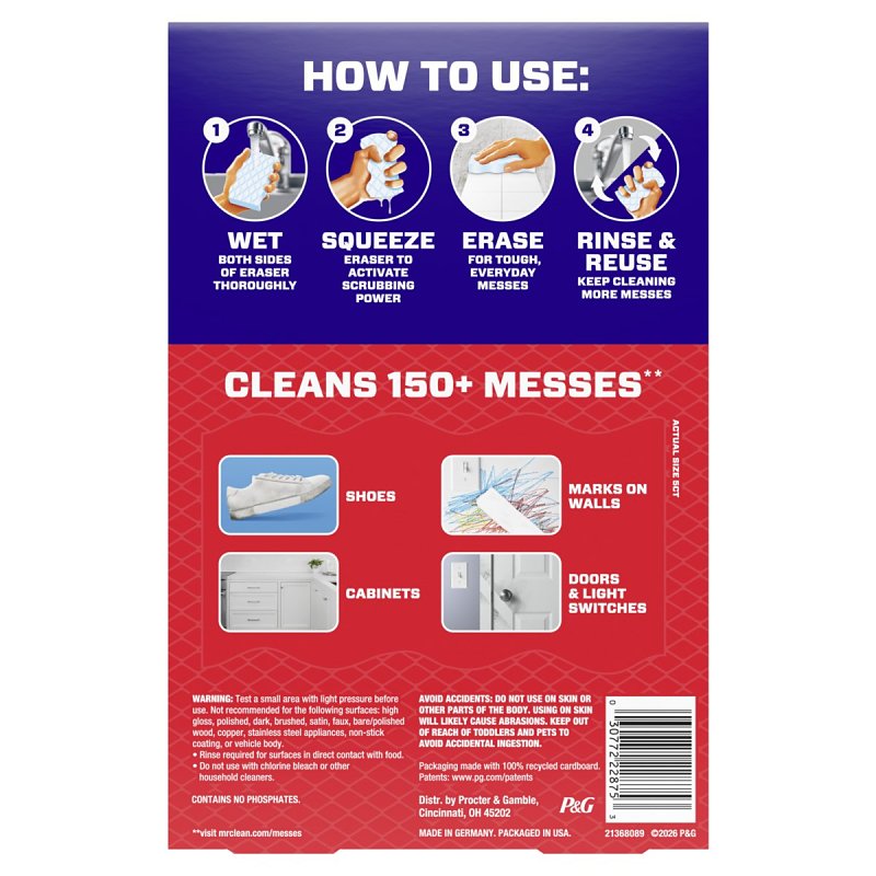 Mr Clean Magic Eraser 030772228750 Whole Home Extra Durable Sponge