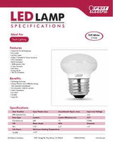 Feit Electric BPR14DM/927CA LED Bulb, Flood/Spotlight, 300 Lumens, 4 W, R14 Lamp, 40 W Equivalent, E26 Lamp Base