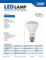 Feit Electric R20DM/850/10KLED/2 LED Lamp, Flood/Spotlight, 450 Lumens, 7.5 W, R20 Lamp, 45 W Equivalent, E26 Lamp Base
