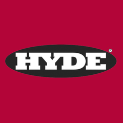 HYDE logo on a red background