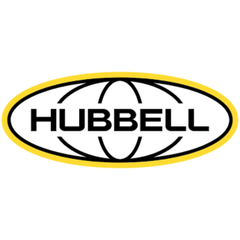 Hubbell logo with a yellow border on a white background