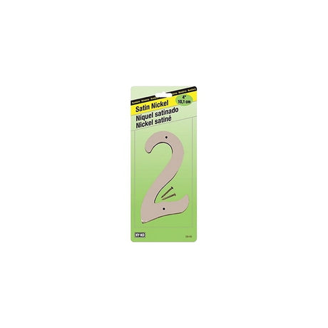 HY-KO SN-40/2 House Number, Character: 2, 4 in H Character, Nickel Character, Zinc, Pack of 10