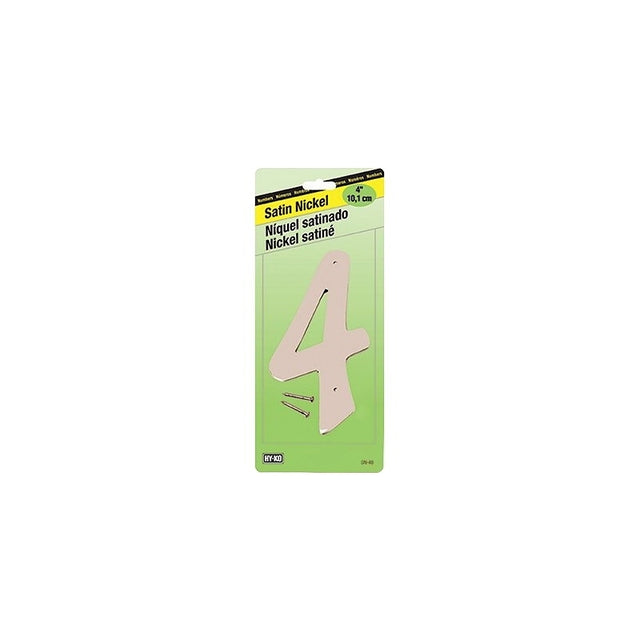 HY-KO SN-40/4 House Number, Character: 4, 4 in H Character, Nickel Character, Zinc, Pack of 10