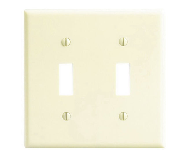 Leviton 001-86009-000 Wallplate, 4-1/2 in L, 4.56 in W, 2-Gang, Thermoset, Ivory, Smooth