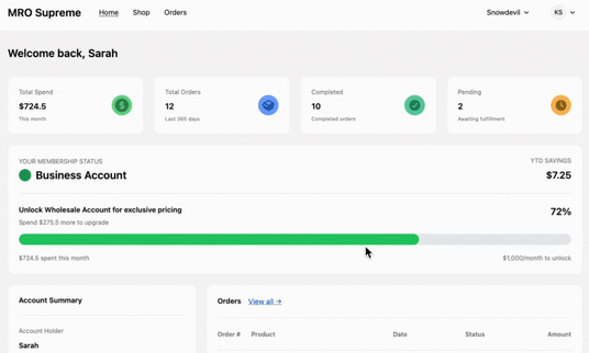 Gif showcasing MRO Supreme Dashboard 
