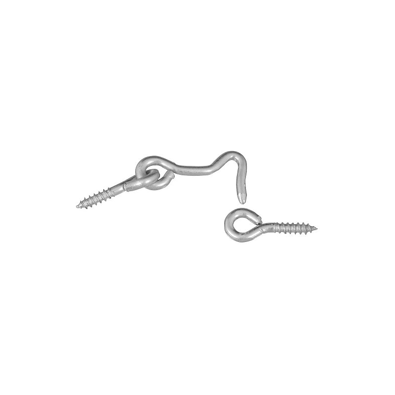 National Hardware V2000 Series N117-853 Hook and Eye, 1-1/2 in L Dimensions, Steel, Zinc, 2/PK