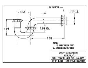 Plumb Pak 400TTW P-Trap, 1-1/2 x 1-1/2 in, Plastic, White