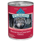Blue Buffalo Wilderness All Ages Salmon and Chicken Dog Food Grain Free 12.5 oz, Pack of 12