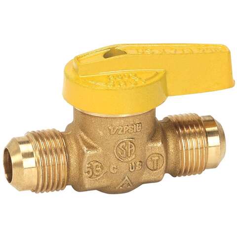 Homewerks 1/2 in. Brass Flare Ball Valve Quarter-Turn Lever For Gas