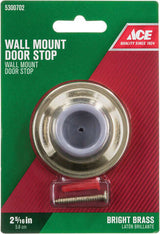 Ace 2-5/16 in. W Solid Brass w/Rubber Stop Bright Gold Wall Door Stop Mounts to door and wall 1/8 in, Pack of 5