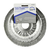 Home Plus Durable Foil Assorted in. W Electric Burner Liner Silver 12 pk, Pack of 12