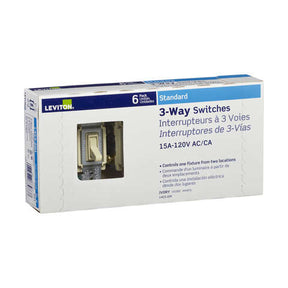 Leviton 15 amps Three Pole Toggle AC Quiet Switch Ivory 6 pk