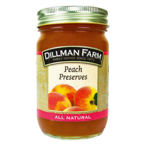 Dillman Farm All Natural Peach Preserves 16 oz Jar, Pack of 6