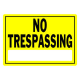 HILLMAN English Yellow No Trespassing Sign 10 in. H X 14 in. W, Pack of 6