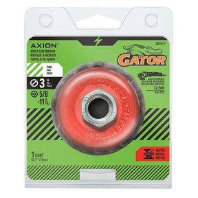 Gator 3 in. Coarse Knotted Wire Cup Brush Brass Coated Steel 12500 rpm 1 pc
