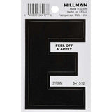 HILLMAN 3 in. Black Vinyl Self-Adhesive Letter E 1 pc, Pack of 6